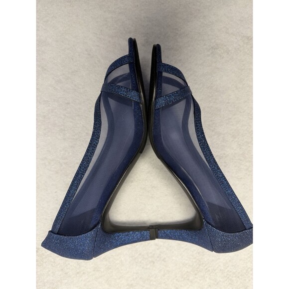 Easy Street Alive 5 Picaboo Sexy See-Thru Navy Glitter  Mesh Heels. Sz 7 1/2 New - Picture 6 of 13